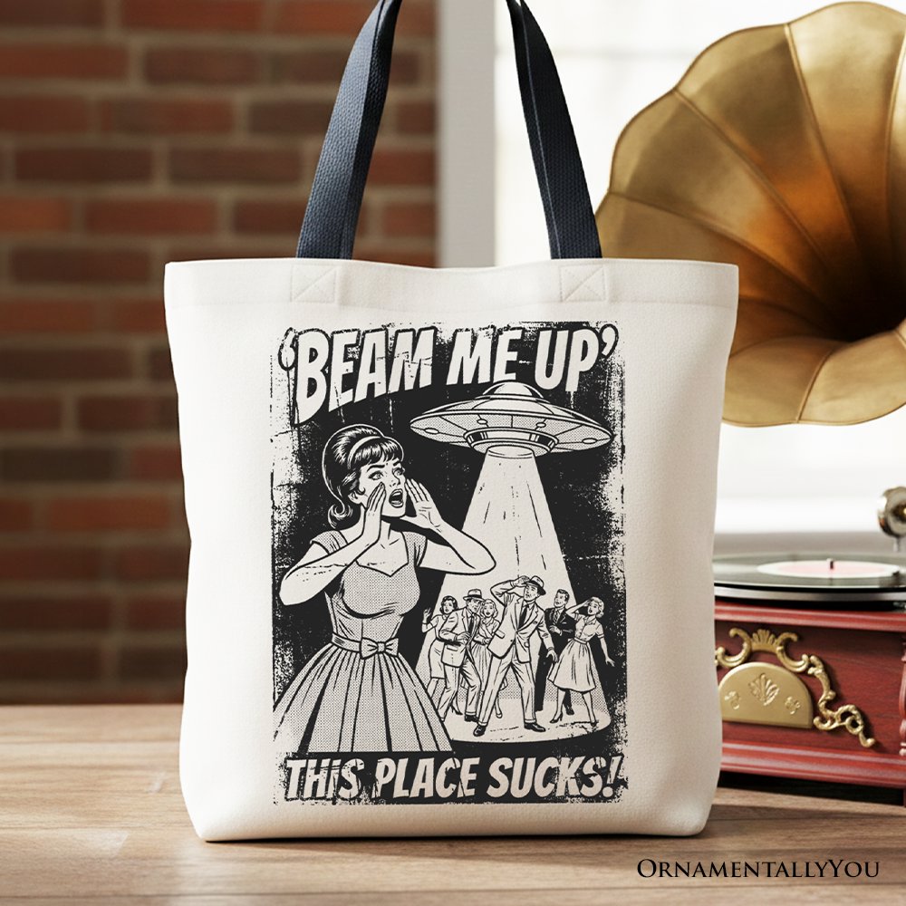 Retro Ufo Meme This Place Sucks Tote Bag