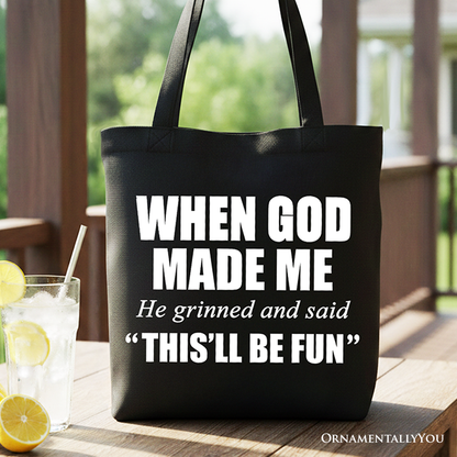 When God Made Me Christian Canvas Tote and Bag