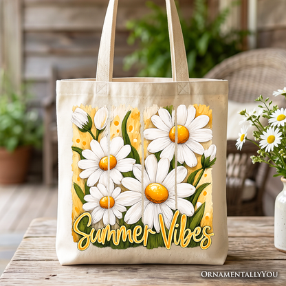 Cute Summer Daisy Canvas Tote Bag for Daily Use