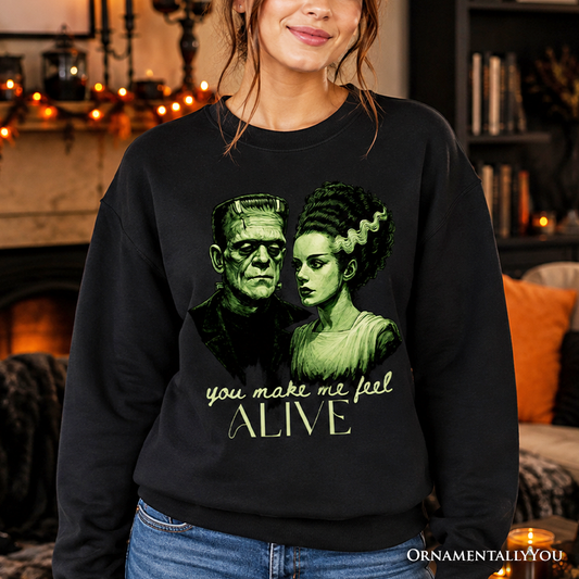 Frankenstein and Bride Feel Alive Sweater