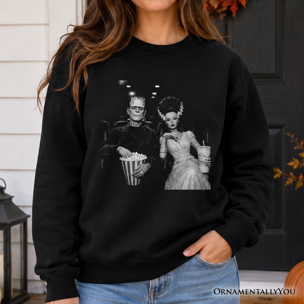 Frankenstein Movie Date Night Sweatshirt black horror couple print OrnamentallyYou on Tampa Home & Garden Store