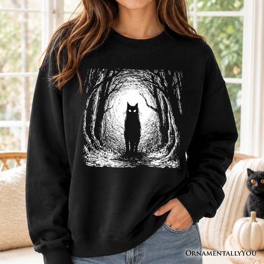 Haunted Forest Black Cat and Halloween Sweater