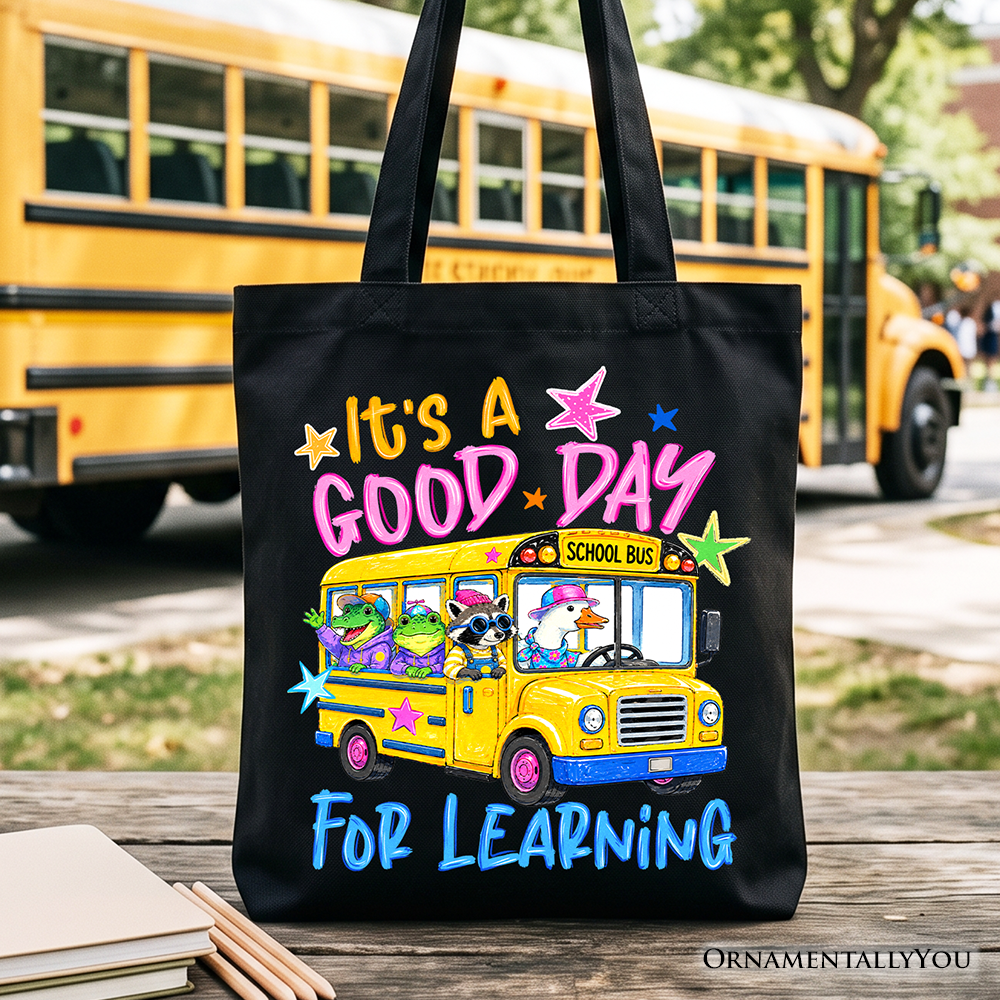 School Bus Good Day for Learning Canvas Tote