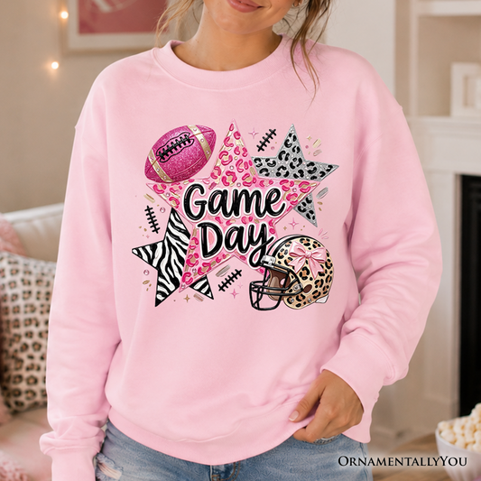 Pink Leopard Stars Football Game Day Sweater
