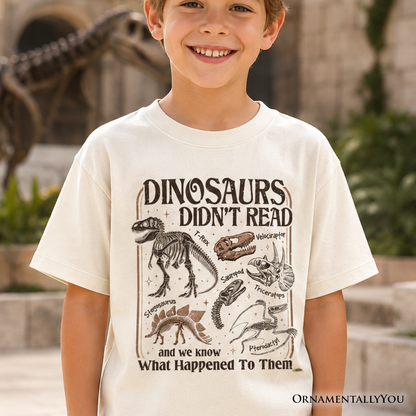 Funny Kids Dinosaur Did Not Read the Book Tee
