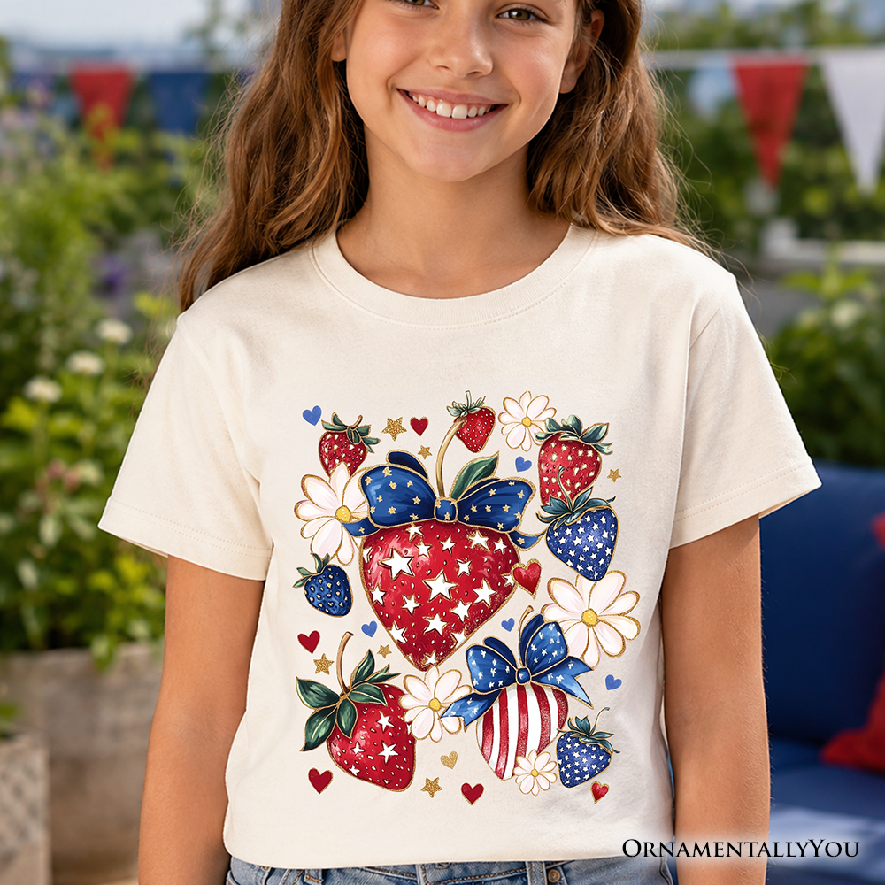 Kids Patriotic Strawberry Patch Tee and Gift
