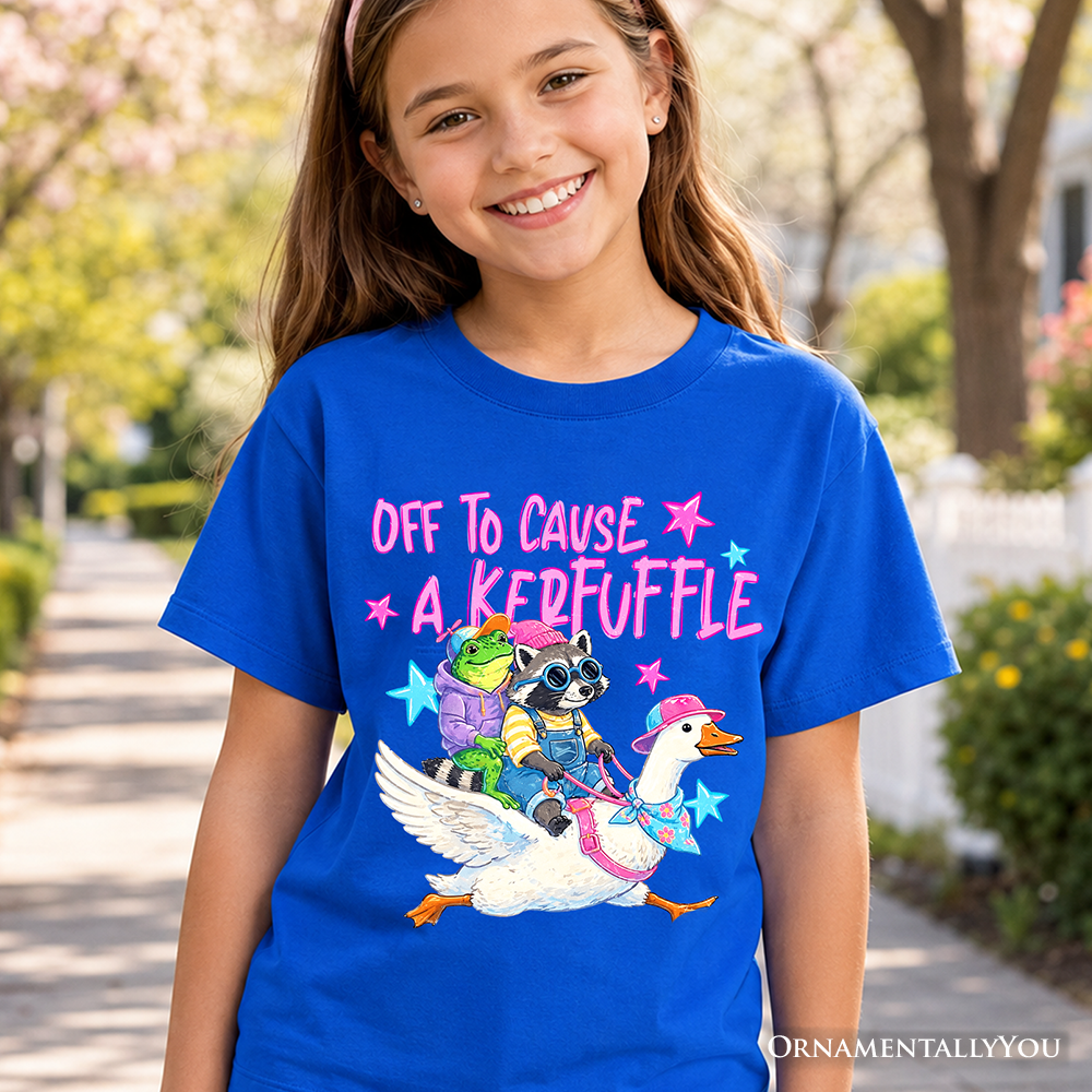 Off to Cause a Kerfuffle Kids Funny Shirt