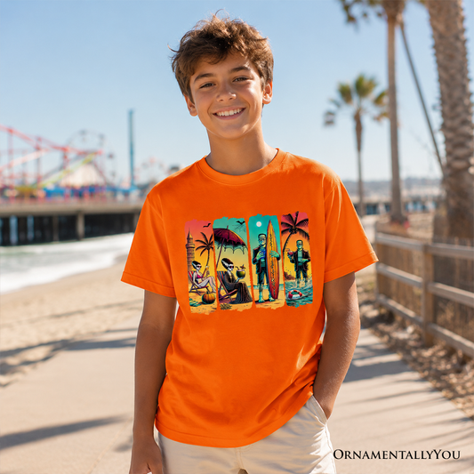 Kids Frankenstein Retro And Beach Vacation Tee