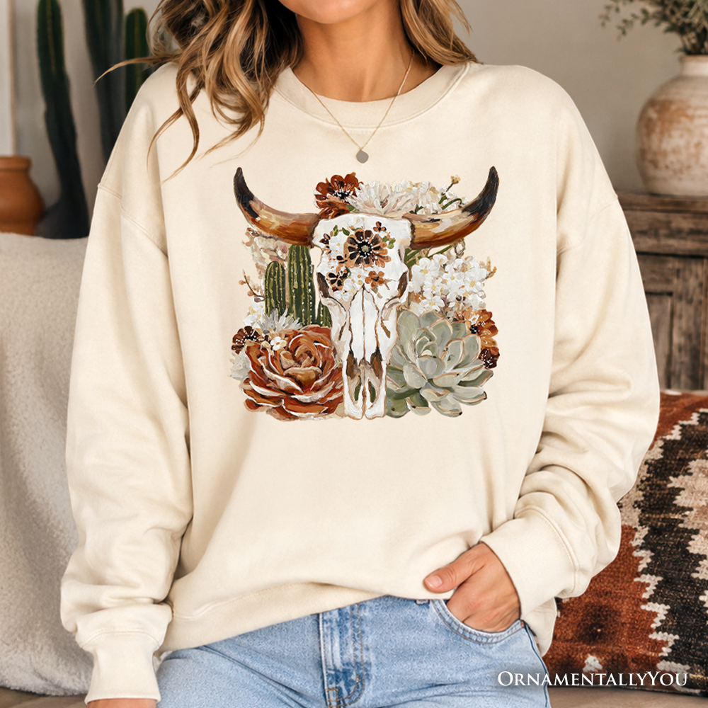 Boho Floral Cow Skull Sweatshirt and Western Look