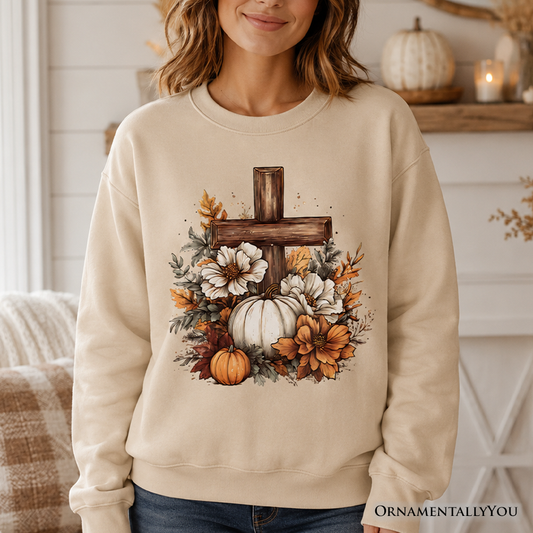 Christian Floral and Pumpkin Cross Sweatshirt