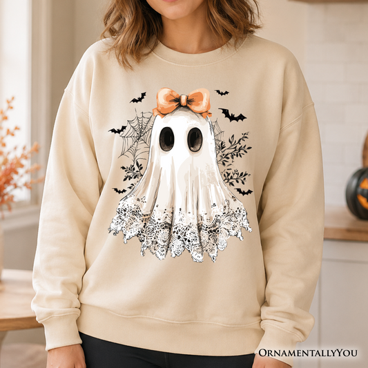Cute Coquette Ghost Halloween Fleece Sweatshirt