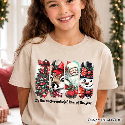 Kids Christmas Reindeer and Snowman Shirt