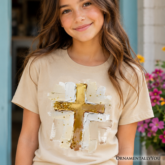 Kids Oil Brushstroke Cross Tee for Easter