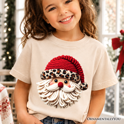 Kids Santa and Leopard Christmas Cotton Tee