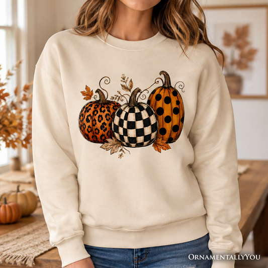 Leopard Checkered Pumpkin Sweatshirt and Fall