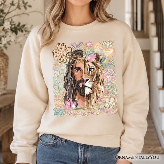 Lion of Judah Christian and Floral Sweatshirt