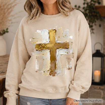 Oil Brushstroke Cross Christian Sweatshirt