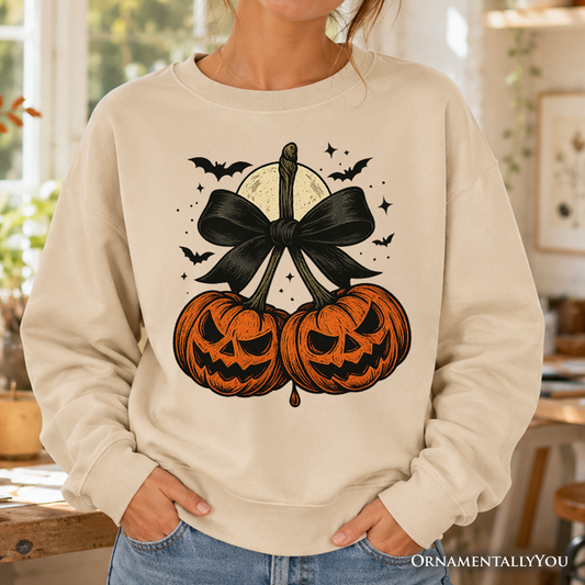 Soft Retro Pumpkin and Cherry Bow Sweatshirt