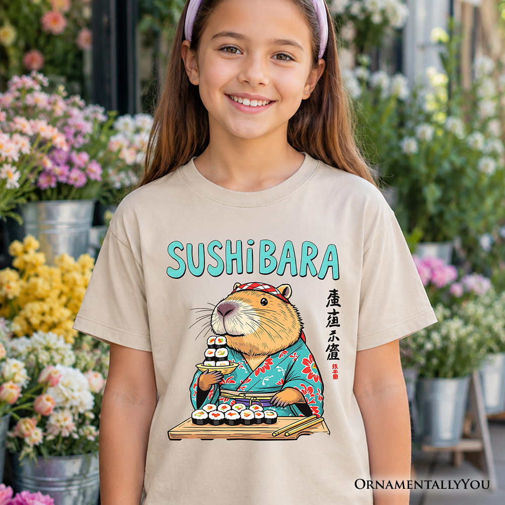 Funny Sushi Capybara Tee for Kids and Youth