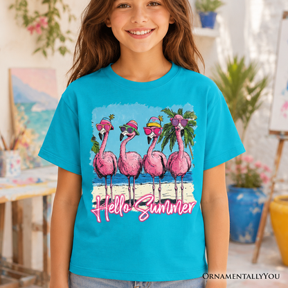 Soft Cotton Tee for Kids Flamingo Summer Beach