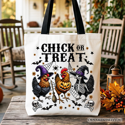 Chick or Treat Funny Chicken Canvas Tote Bag