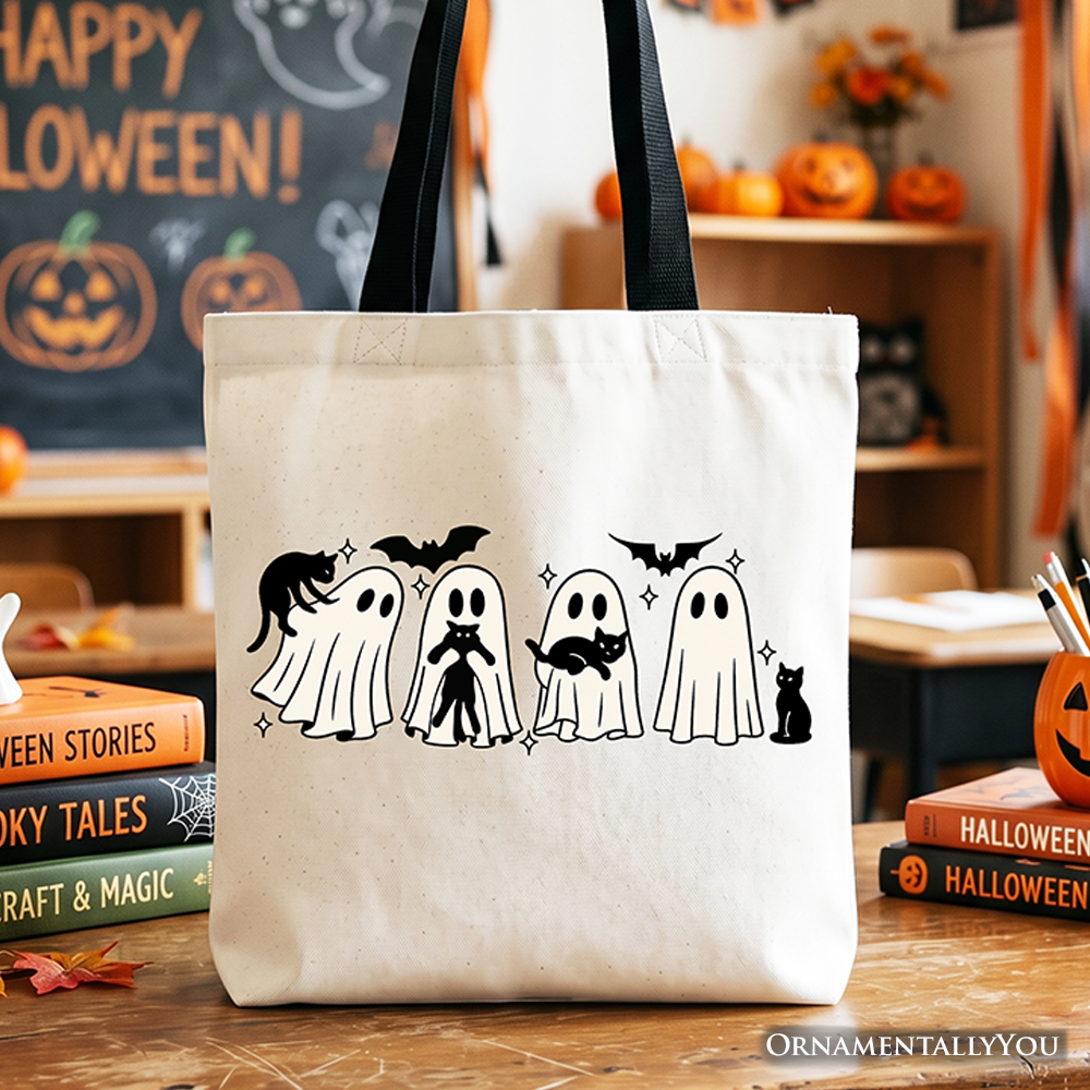 Cute Ghost Teacher Halloween Canvas Tote Bag