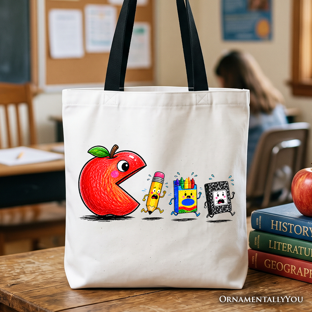 Funny Apple First Day School Tote and Bag