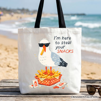 Funny Seagull Snack Stealer for a Beach Tote