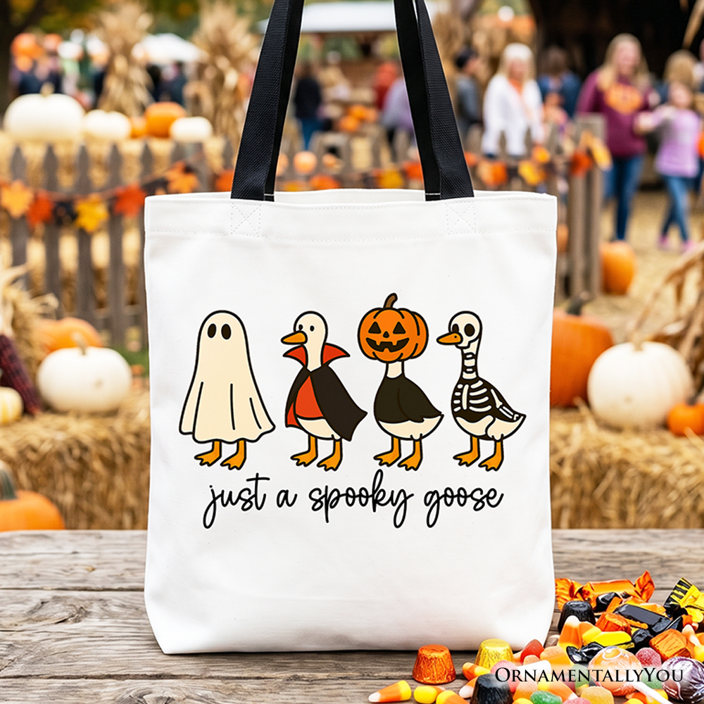 Just a Spooky Goose Canvas Tote Bag for Halloween
