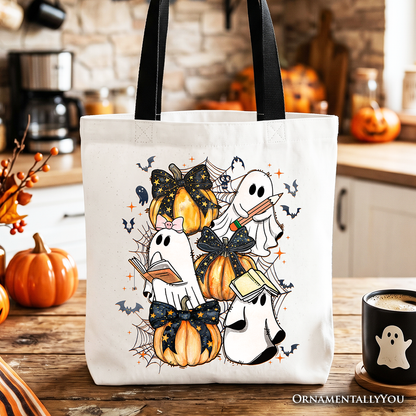 Pink Coquette Halloween Ghost Tote Bag for girls