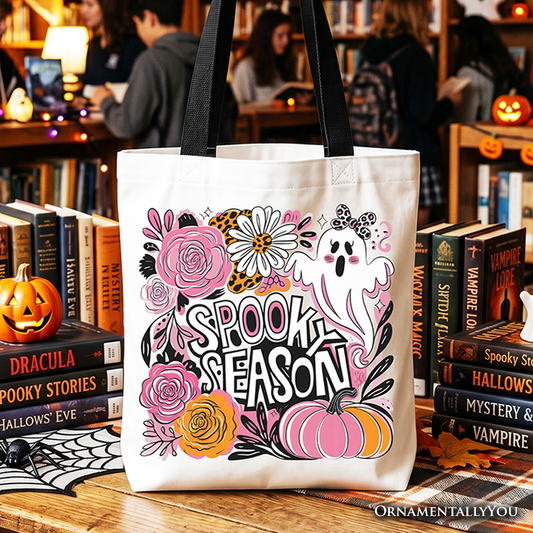 Classic Spooky Teacher Neon Ghost Tote Bag for