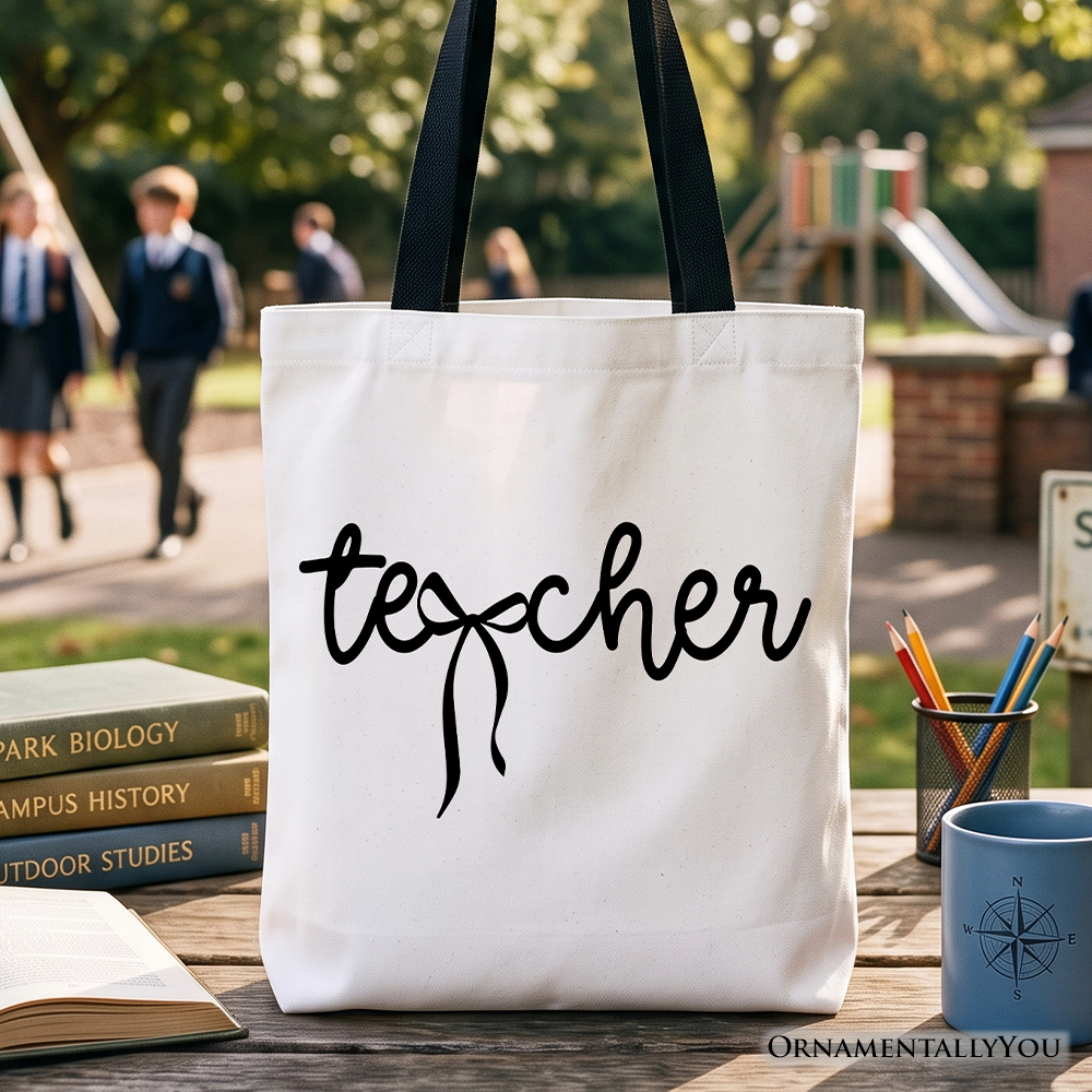 Coquette Bow Canvas Tote Bag and Teacher Gifts
