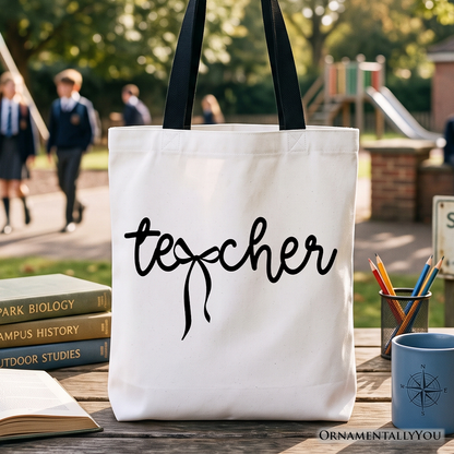 Coquette Bow Canvas Tote Bag and Teacher Gifts