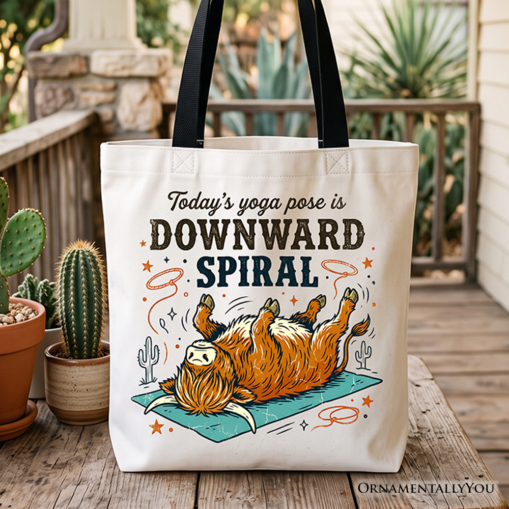 Funny Yoga Highland Cow Canvas Tote Bag and Gifts