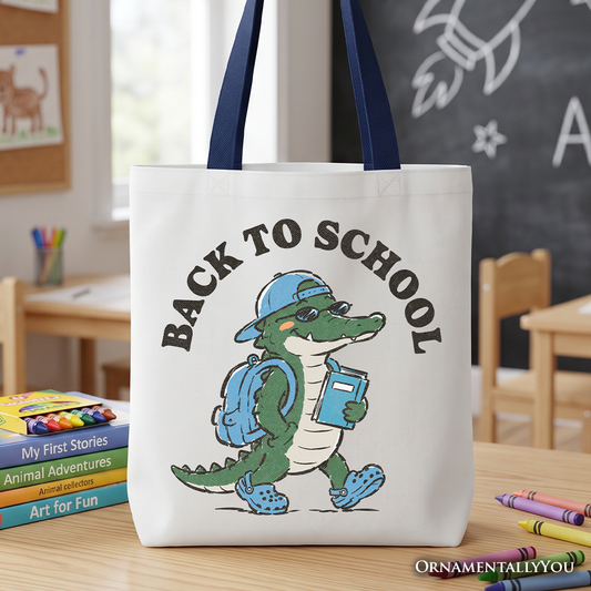 Fun Alligator Canvas Tote Bag and School Gift