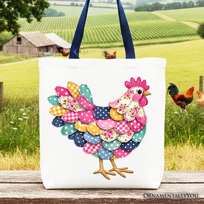 Coquette Floral Chicken and Canvas Tote Bag