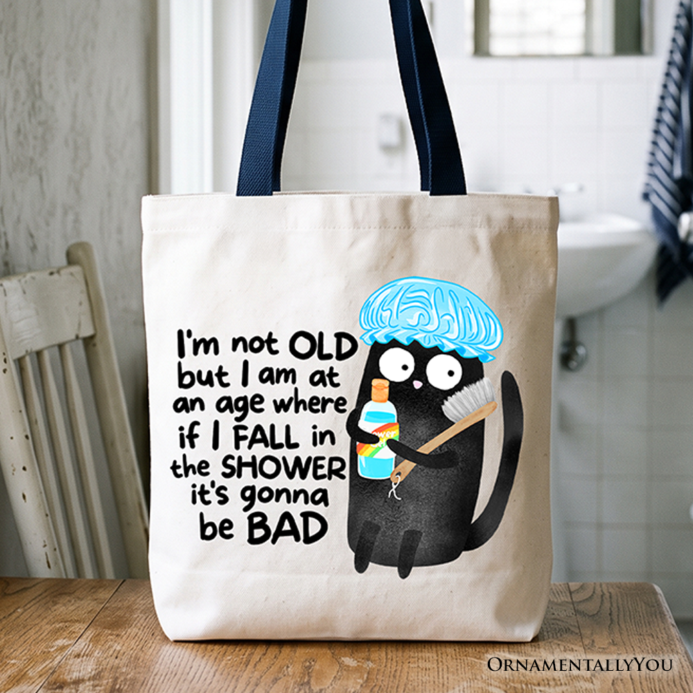 Sarcastic Old Black Cat Shower and Gift Tote