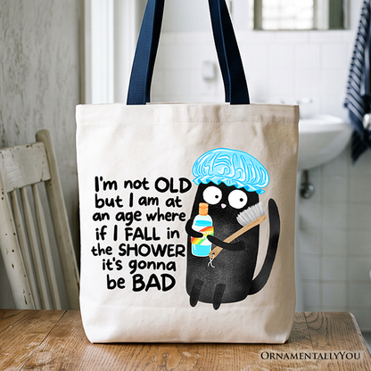 Sarcastic Old Black Cat Shower and Gift Tote