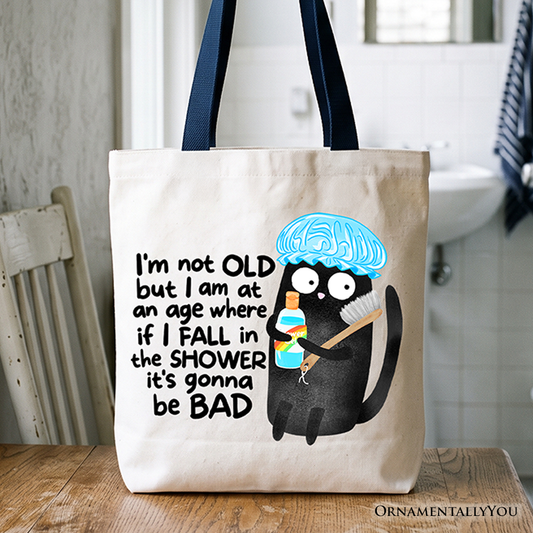 Sarcastic Old Black Cat Shower and Gift Tote
