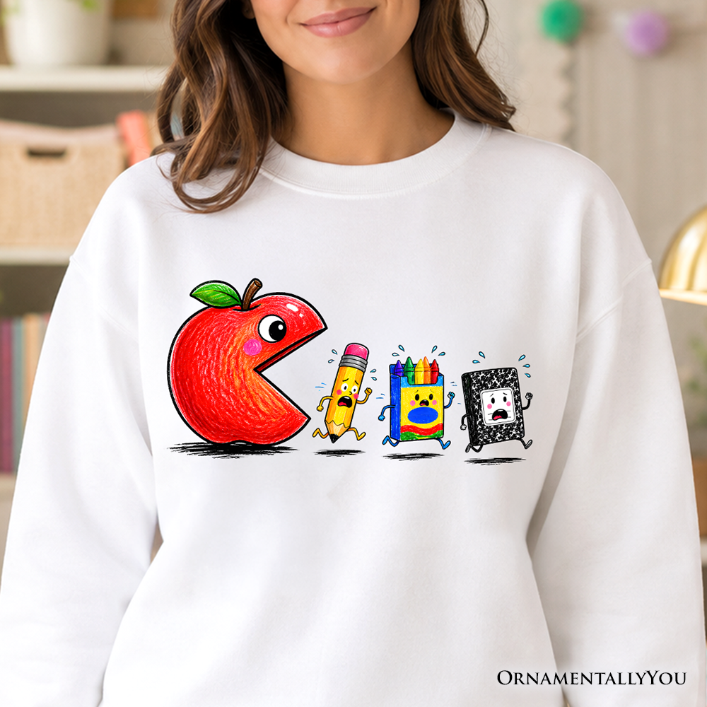 Funny Apple First Day of School Staff Sweatshirt