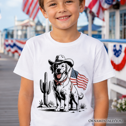 Kids American Cowboy Dog Tee For The Littles