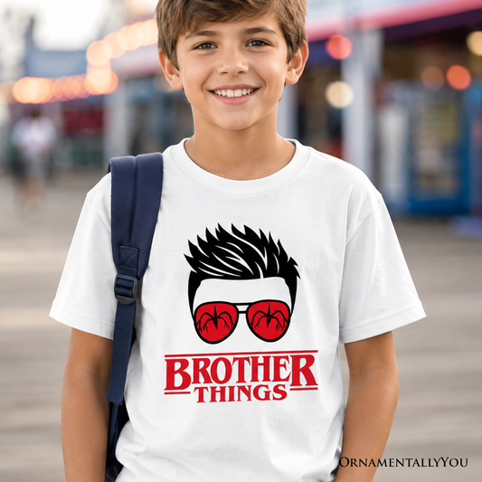 Red Glasses Brother Retro Cotton Tee and Kids