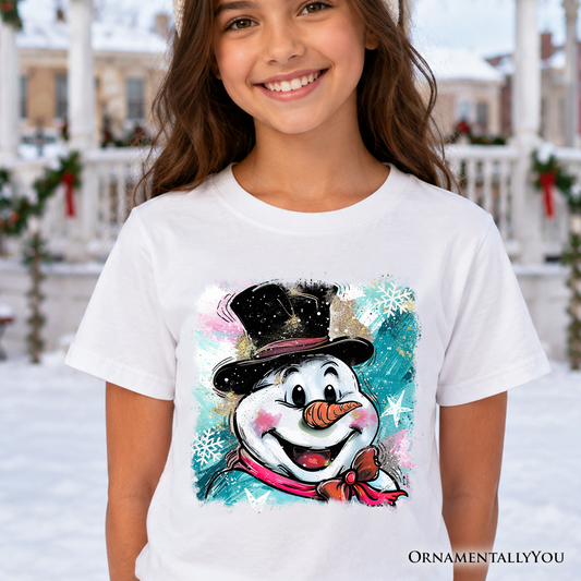 the Cotton Snowman Kids Merry Christmas Tee