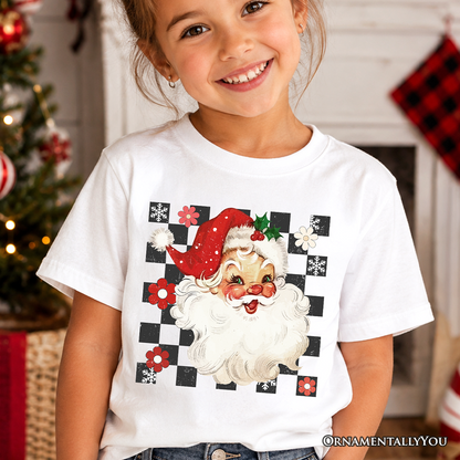 Kids Checkered Santa Claus and Merry Vintage Tee
