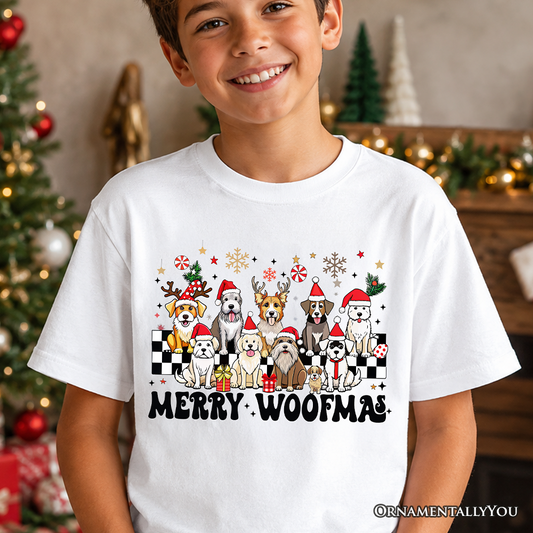 Kids Merry Woofmas Dog and Santa Hat Tee