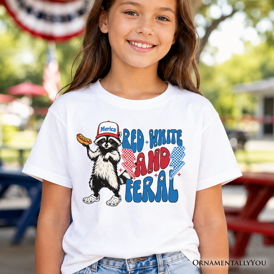 Kids Red White and Raccoon American Shirt
