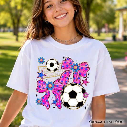 Pink Bow Soccer Tee for Youth Girls and Game Day