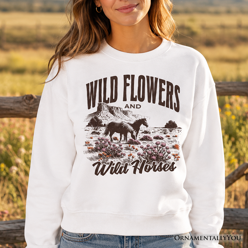 Wild Flowers and Wild Horses Retro Sweatshirt