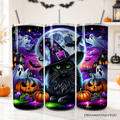 Black Cat Witch 20oz Spooky Halloween Tumbler