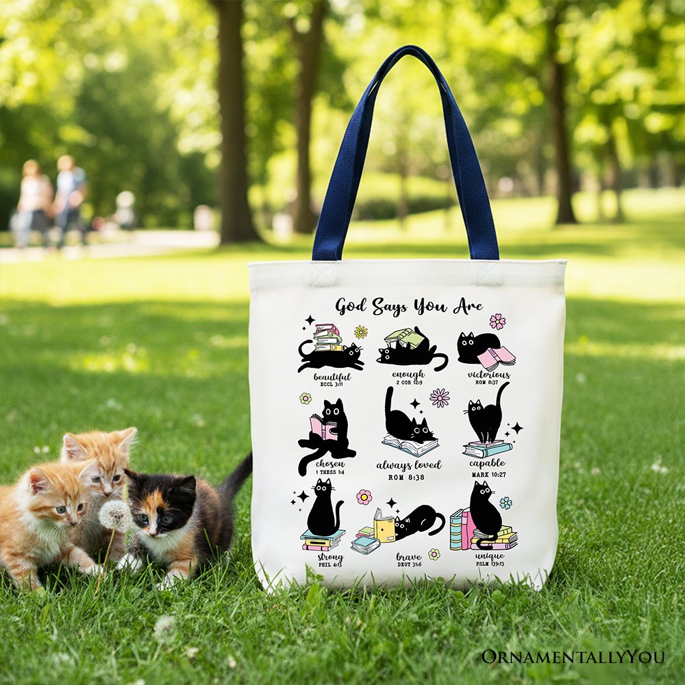 Christian God Says I Am Book Cat Tote Bag